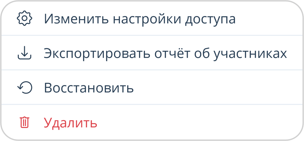 Дополнительные действия с завершенным мероприятием
