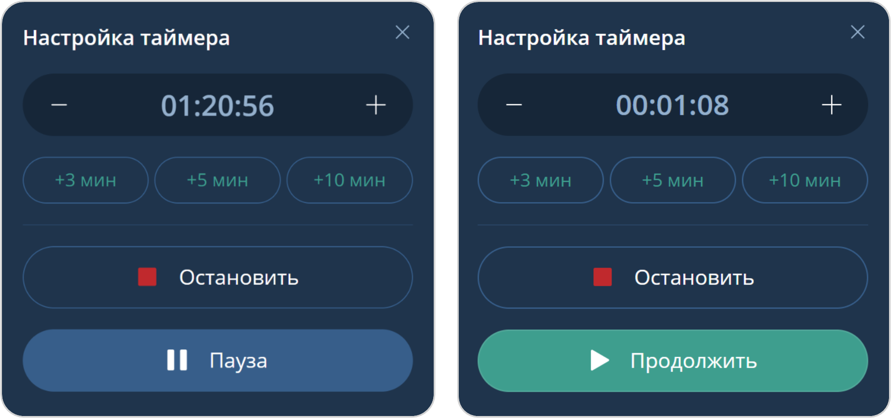 Действия с таймером выступления в мероприятии