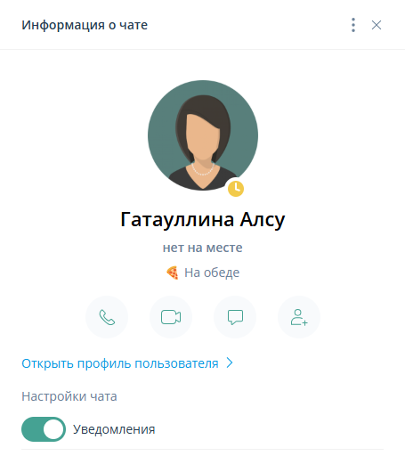 Информация о персональном чате