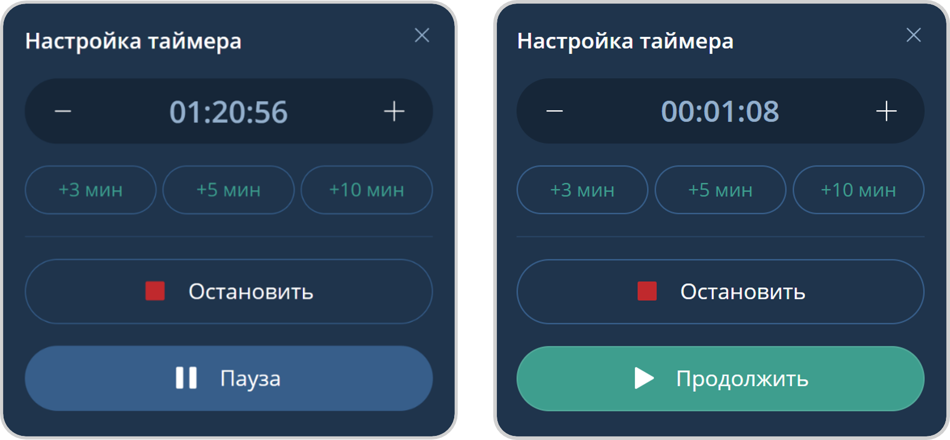 Действия с таймером выступления в мероприятии