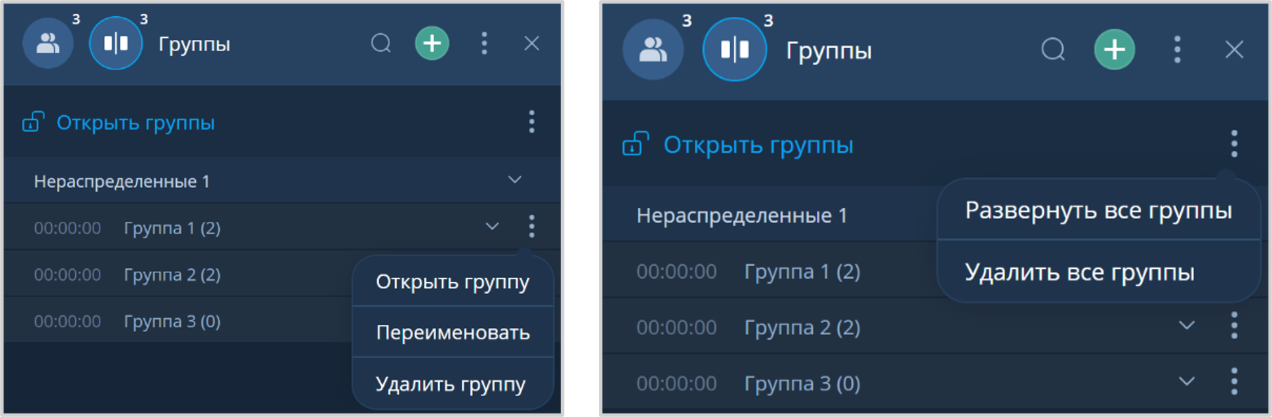 Список групп мероприятия
