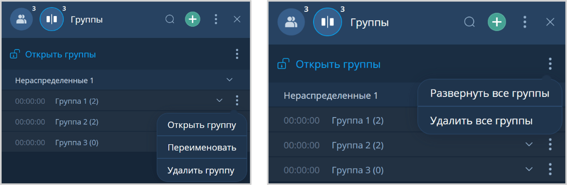 Список групп мероприятия