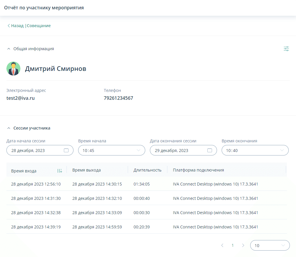Отчет по участнику мероприятия