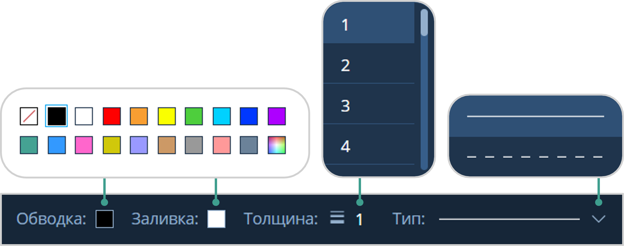 Форматирование эллипса и прямоугольника