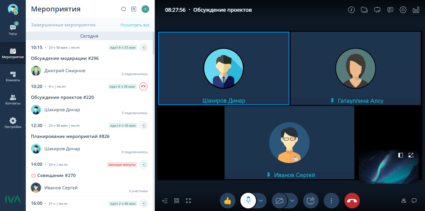 Индикация голосовой активности участника мероприятия